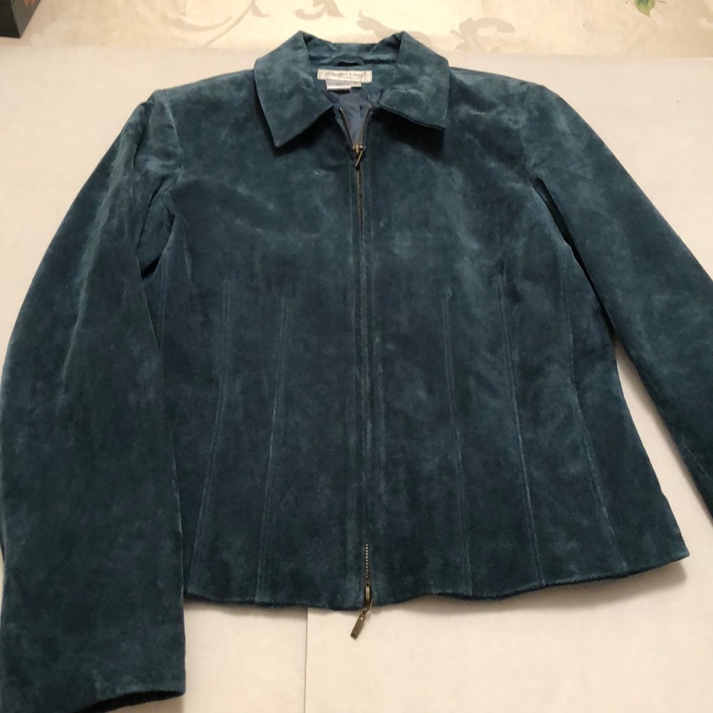 Coldwater Creek Blue Suede Leather Jacket